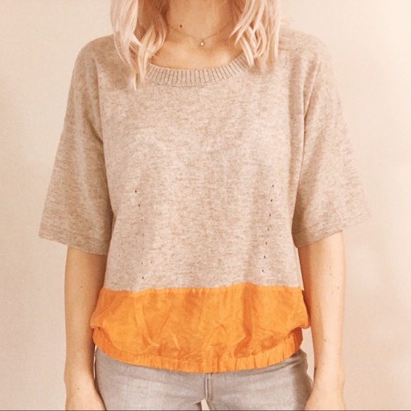 Anthropologie Tops - Gray & Orange Moth Sweater